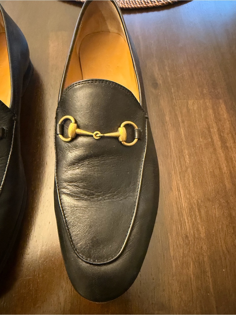 Gucci Black Leather Horsebit Loafers with Gold Hardware - Picture 10 of 11
